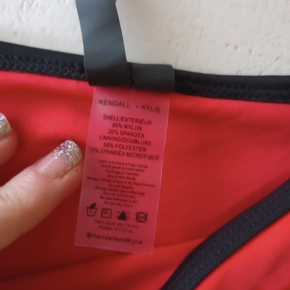 Kendall and Kylie Red and Black Strappy Bikini - Picture 2 of 5